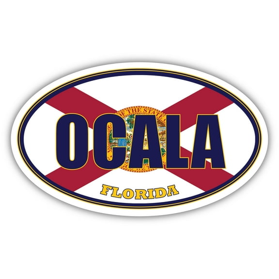 Ocala City Florida State Flag | FL Flag Marion County Oval State Colors Bumper Sticker Car Decal 3x5 inches