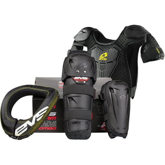 EVS Sports Slam Combo Plus- Option Knee, Option Elbow, R2, Bantam (Black, Youth)