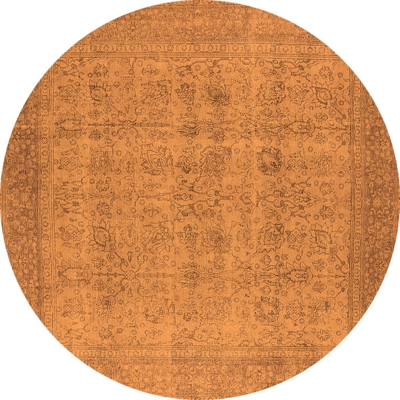 Ahgly Company Indoor Round Oriental Orange Industrial Area Rugs, 7' Round