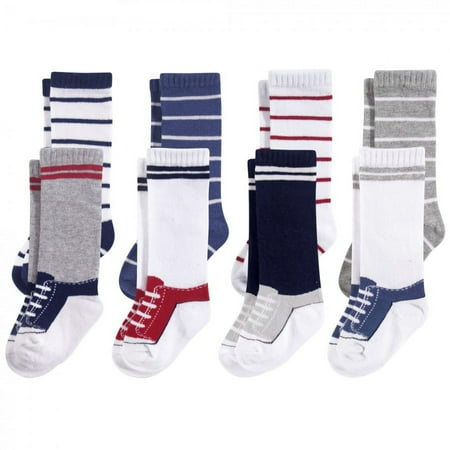 UPC: 0660168540673 | Hudson Baby Infant Boy Cotton Rich Knee-High Socks  Sneaker Blue Red  0-6 Months