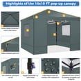 thumbnail image 3 of HOTEEL 10x10 Gazebo Canopy Tent with 4 Netting Sidewalls,Pop up Gazebo Tents,Outdoor Party Tents with Sandbags,Gray, 3 of 8