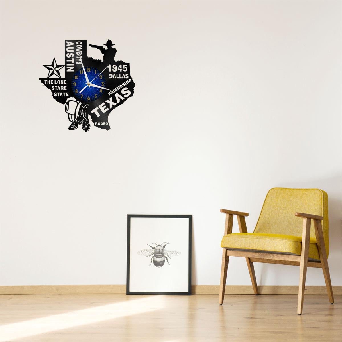 1845 Texas History 12 Inch Vinyl Record Wall Clock - Silent, Creative, and Unique Clock for Living Room, Entryway, or Bedroom Decor - Perfect Gift Idea(12 inchs B without LED)