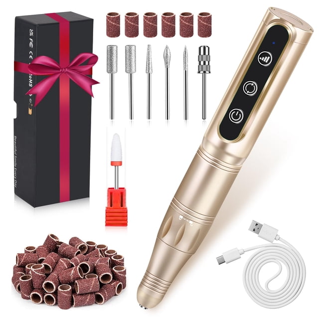 Taladro de uñas LIERKISS, inalámbrico, 32000 RPM, filtro E, recargable