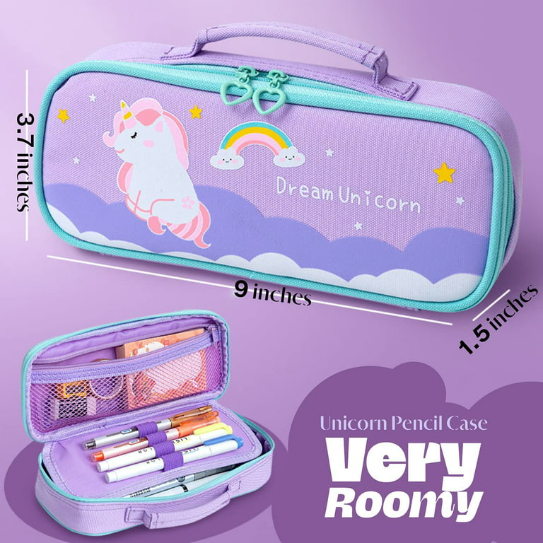 New Adorable Unicorn Hardtop Pencil Case with Compartments - Kids