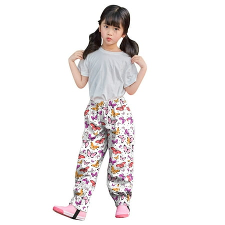 

nsendm Girls Lounge Pants Kids Girls Pants Breathable Dungarees Children Windproof Rain Mud Trousers Size 8 Clothes White 9-10 Years