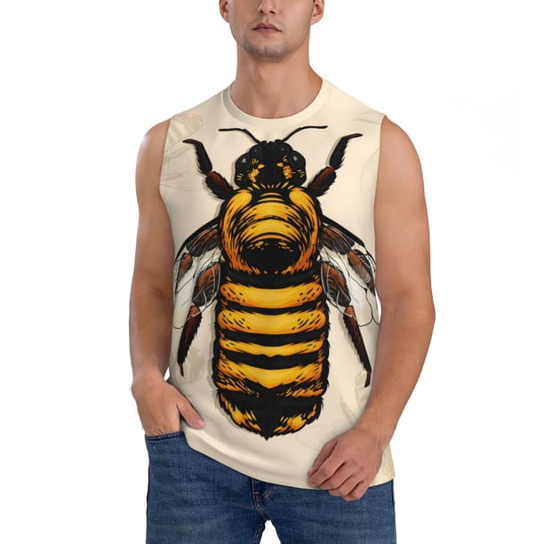 Balery Honey Bee Camisetas sin mangas para hombre, absorbe la humedad y protege contra el mal olor.-XX-Large