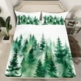 thumbnail image 2 of Manfei Teens Smoky Jungle 4 Pieces Queen Sheet Sets,Green White Ultra Soft Flat Sheet,Botanical Plants Queen Fitted Sheet,Microfiber Bedroom Decor, 2 of 7