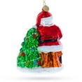 thumbnail image 3 of Santa with Puppy and Christmas Tree Glass Christmas Ornament, 3 of 5