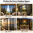 thumbnail image 6 of Extra Wide Outdoor Curtains, Waterproof Mesh Screen for Privacy, Bug Netting for Patio Porch Balcony Pergola Terrace, 78.74" x 95.28", Topliu, 6 of 8