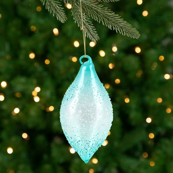 Northlight Textured Glass Finial Christmas Ornament - 7" - Transparent Blue