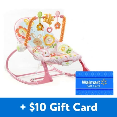 [$10 Savings] Fisher Price Infant-to-Toddler Rocker, Pink Bunny with Removable Toy Bar with Free $10 Gift Card