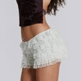 thumbnail image 5 of DHFJKG Women's Lace Shorts Low Rise Sexy Solid Color Ruffle Hem Summer Hot Pants Beach Vacation Clothes Trendy Bottoms, 5 of 7