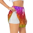 thumbnail image 3 of Lsque Colorful Glitter Printed Women's Running Shorts with Liner Pockets,Elastic Quick Dry Workout Athletic Gym Yoga Shorts,Womens High Waist Shorts-Small, 3 of 9