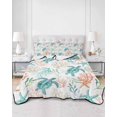thumbnail image 2 of Twin Quilt Bedding Set, Teal Red Coastal Reversible Summer Quilt 3 Pieces, Beach Nautical Sea Turtle Coral Starfish Lightweight Bedspreads Coverlets with 2 Pillow Shams for All Seasons, 2 of 5