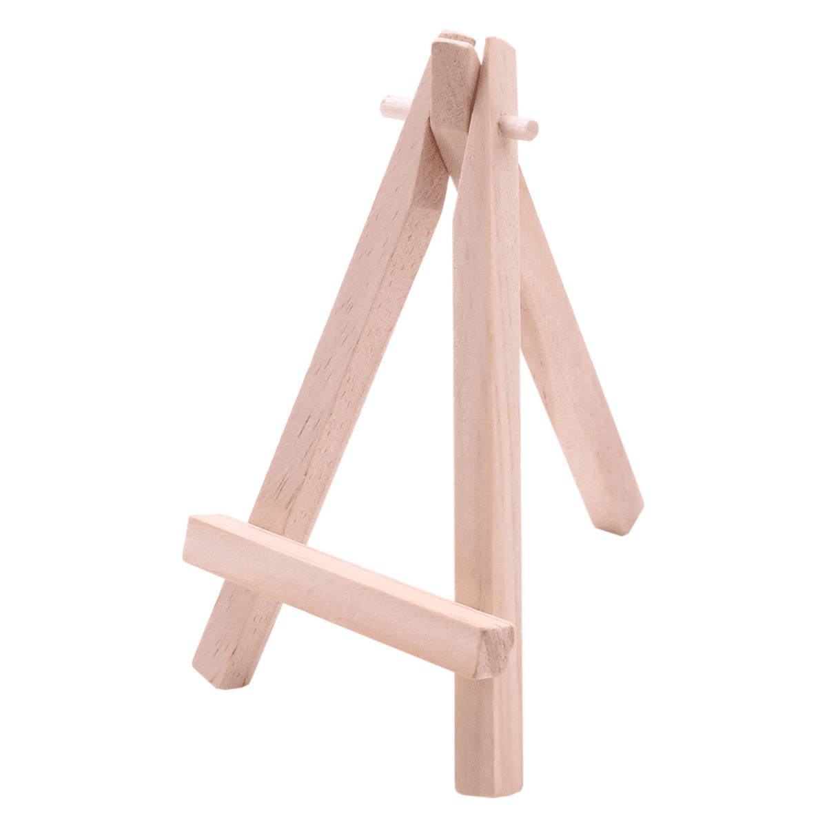 48 Pack 5 Inch Mini Wood Display Easel Natural Wooden Tripod Holder Stand for Displaying Small Canvases and Photos