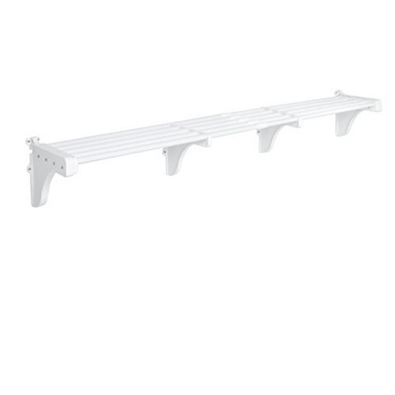 EZ Shelf-Expandable-Garage Shelf- -White- Easy to Install -Strong (up to 250 Lbs)- Wire Shelving Alternative –Wall Mounted Garage Shelf Organizer (White, 40.5" - 75")