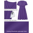 thumbnail image 3 of SHOWMALL Women's Plus Size Casual Summer Dress with Pockets, Crossover V Neck Beach Party Dress, Grey Sakura 5X Soft Breathable High Waist Sun Dress, 3 of 8