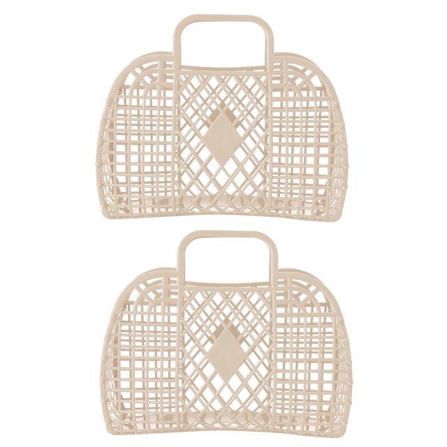 CSChome Bath Storage Basket Storage Basket with Handle: Large Capacity Hollow Design Beach Sundries Container, Home Supplies Organizer