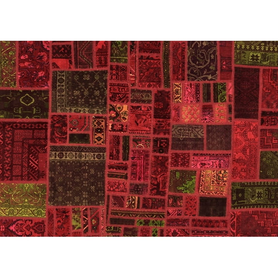 Ahgly Company Indoor Rectangle Oriental Orange Modern Area Rugs, 2' x 3'