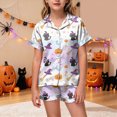 thumbnail image 2 of UAYOTSE Girls Lightweight Satin Sleep Outfit, Collared Button‑Front Short‑Sleeve Top and Matching Shorts, Usable Pjs for Sleepovers and Home Relaxation Size 8-9 Years, 2 of 5