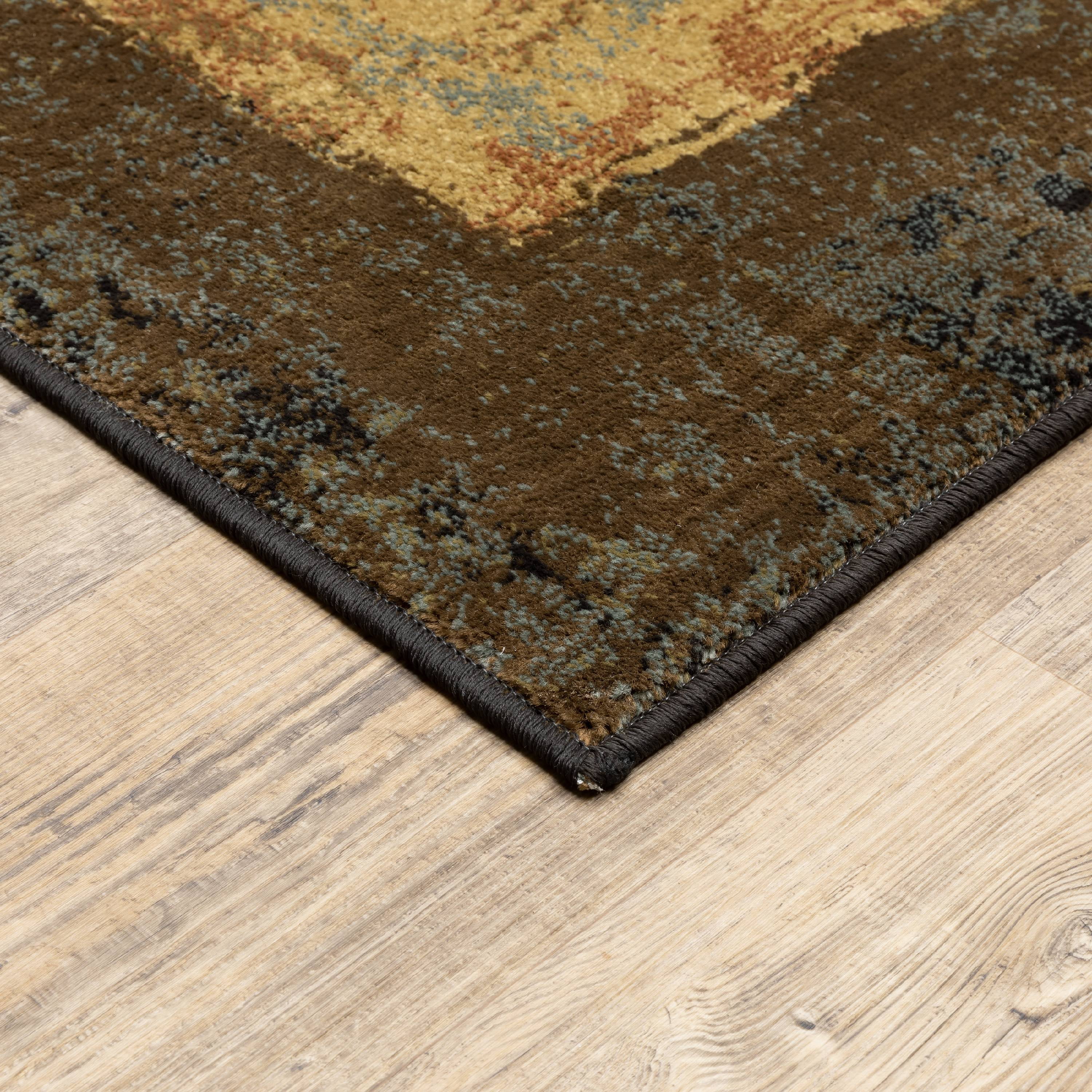 Avalon Home Hamlet Round Abstract Contemporary Area Rug, Brown