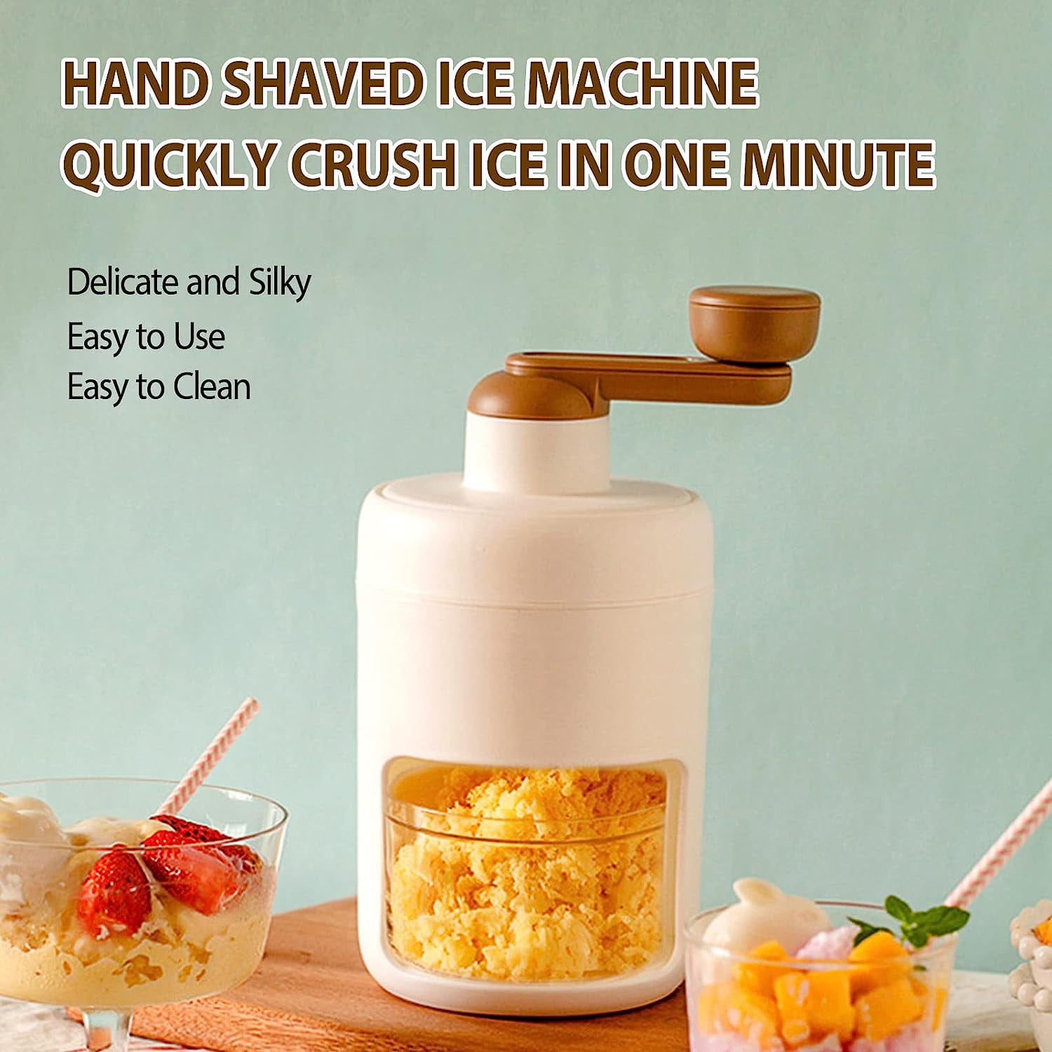 Ice Shaver Snow Cone Crusher Advanced Manual Household Kitchen Utensils and a Freezing Mold for Making Smoothies