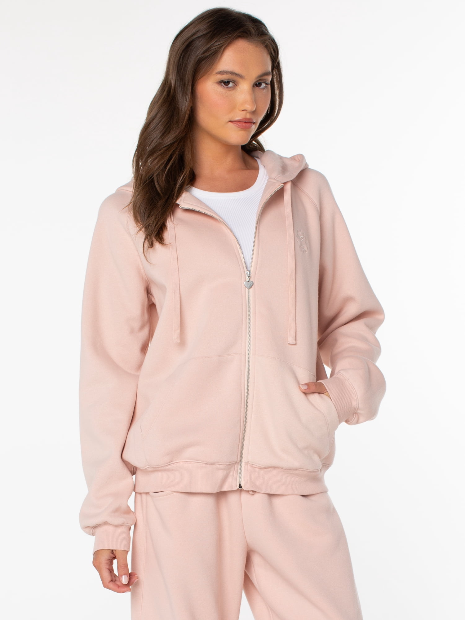 Celebrity Pink Women's Oversized Raglan Zip Hoodie, Sizes XS-XXXL