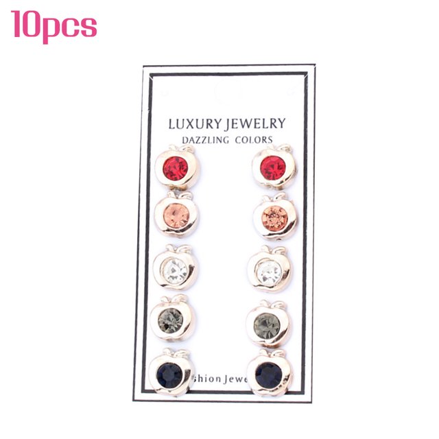 Botones anti-exposición Broche de diamantes de imitación mixto Cuello fijo Bufanda de seda Hebilla sin coser Fruta, 10 piezas Inevent HA7570-07B
