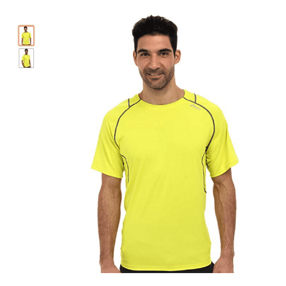 ASICS Men's MR1684 Favorite Reflective Short Sleeve Electric Lime Top, Sz. Small