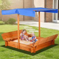 GVDV Wooden Sandbox with Bench Cover for Children, 48 x 48 inch
