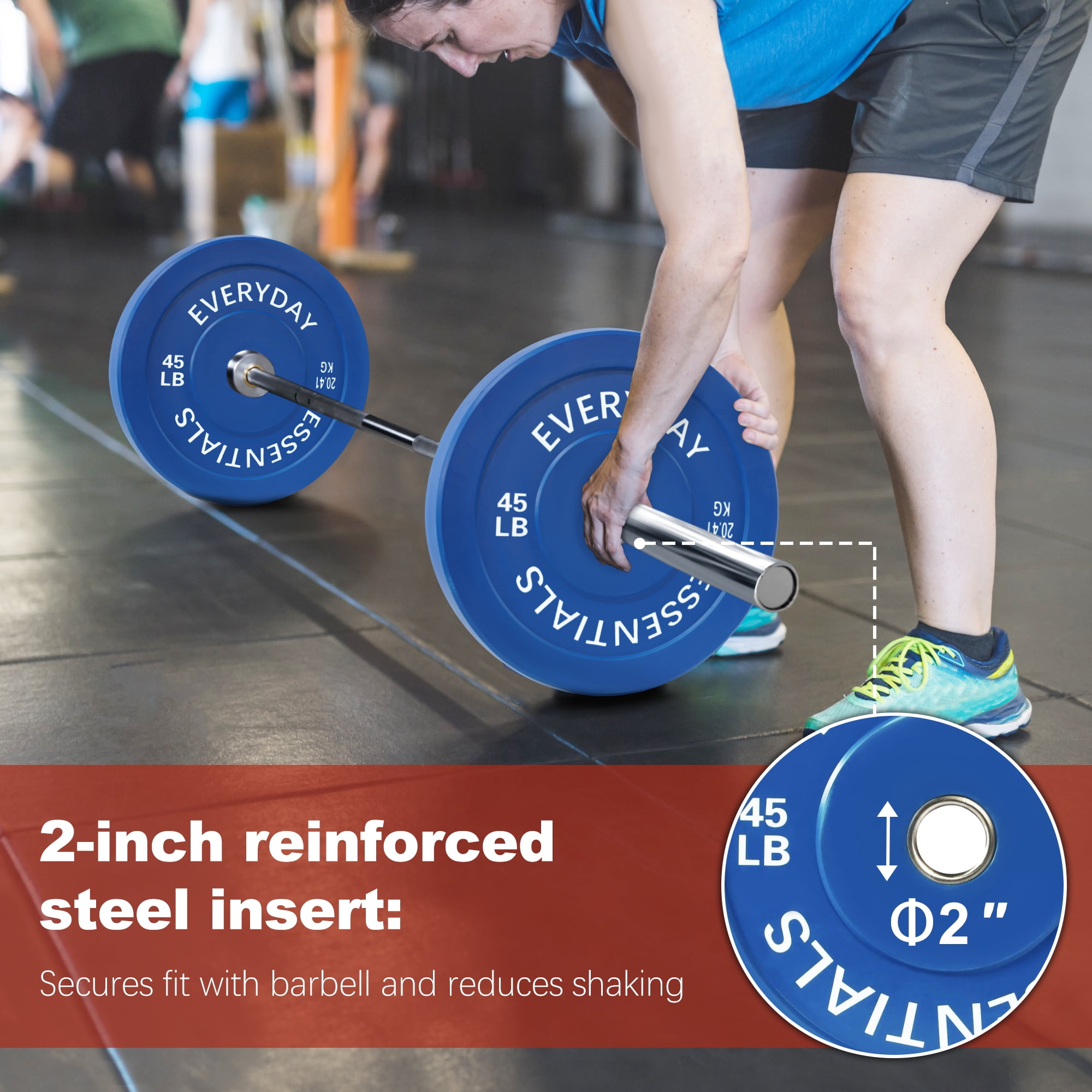 FlexWave 2-Inch Olympic Bumper Weight Plate，with Steel Hub, Multicolored, Multiple Sizes，Single & Pair, for Strength Training & Home Gym