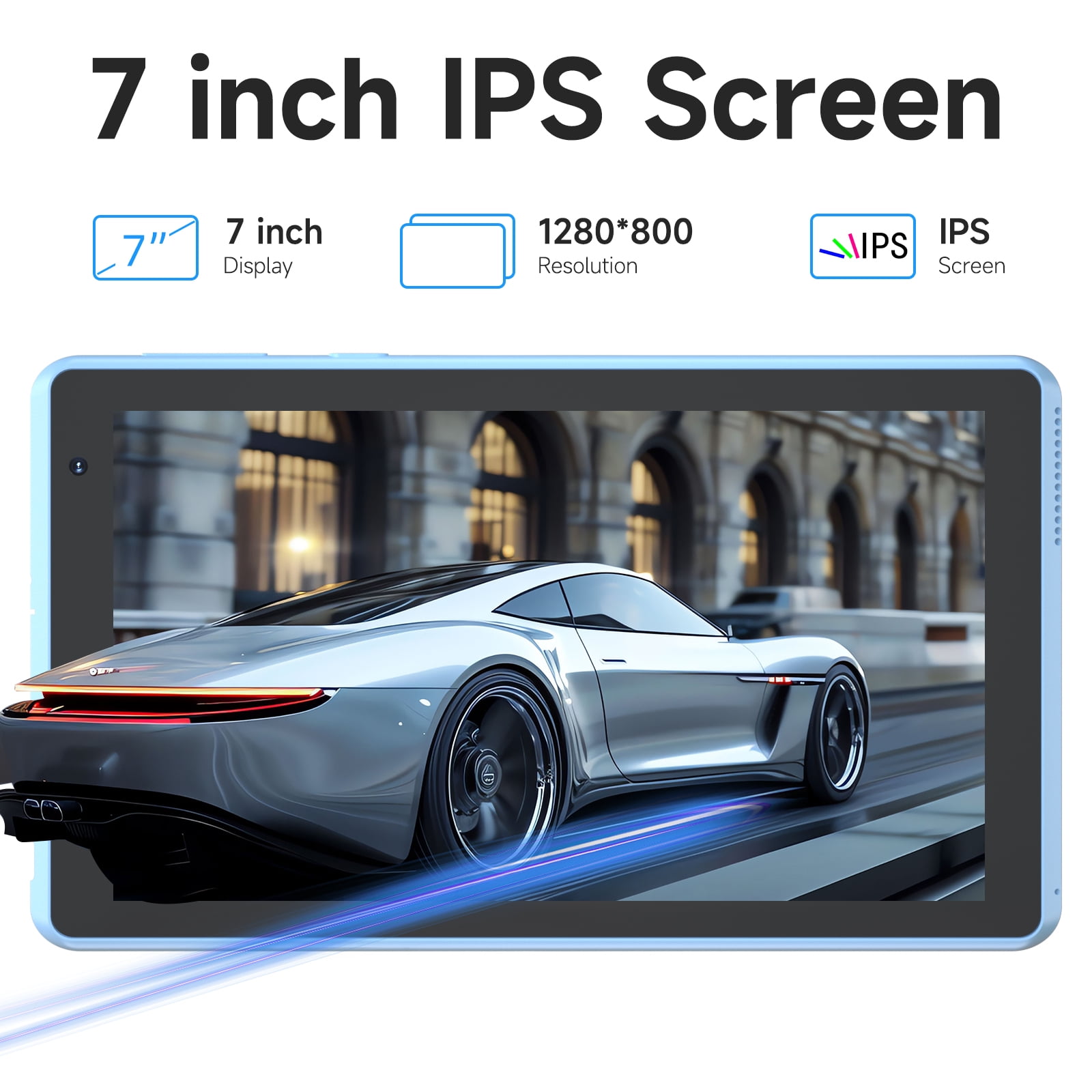 Android 15 Tablet 7 inch Tablets, 6GB RAM 32GB Storage 1TB Expand Quad-Core Processor Tablet PC, 1024 x 600 IPS HD Touch Screen, 2MP+5MP Dual Camera, 3000mAh Battery, WiFi, Bluetooth, GMS, Blue