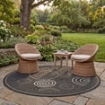 thumbnail image 3 of Safavieh Courtyard Hugo Oriental Indoor/Outdoor Area Rug, Black/Sand, 5'3" x 5'3" Round, 3 of 14