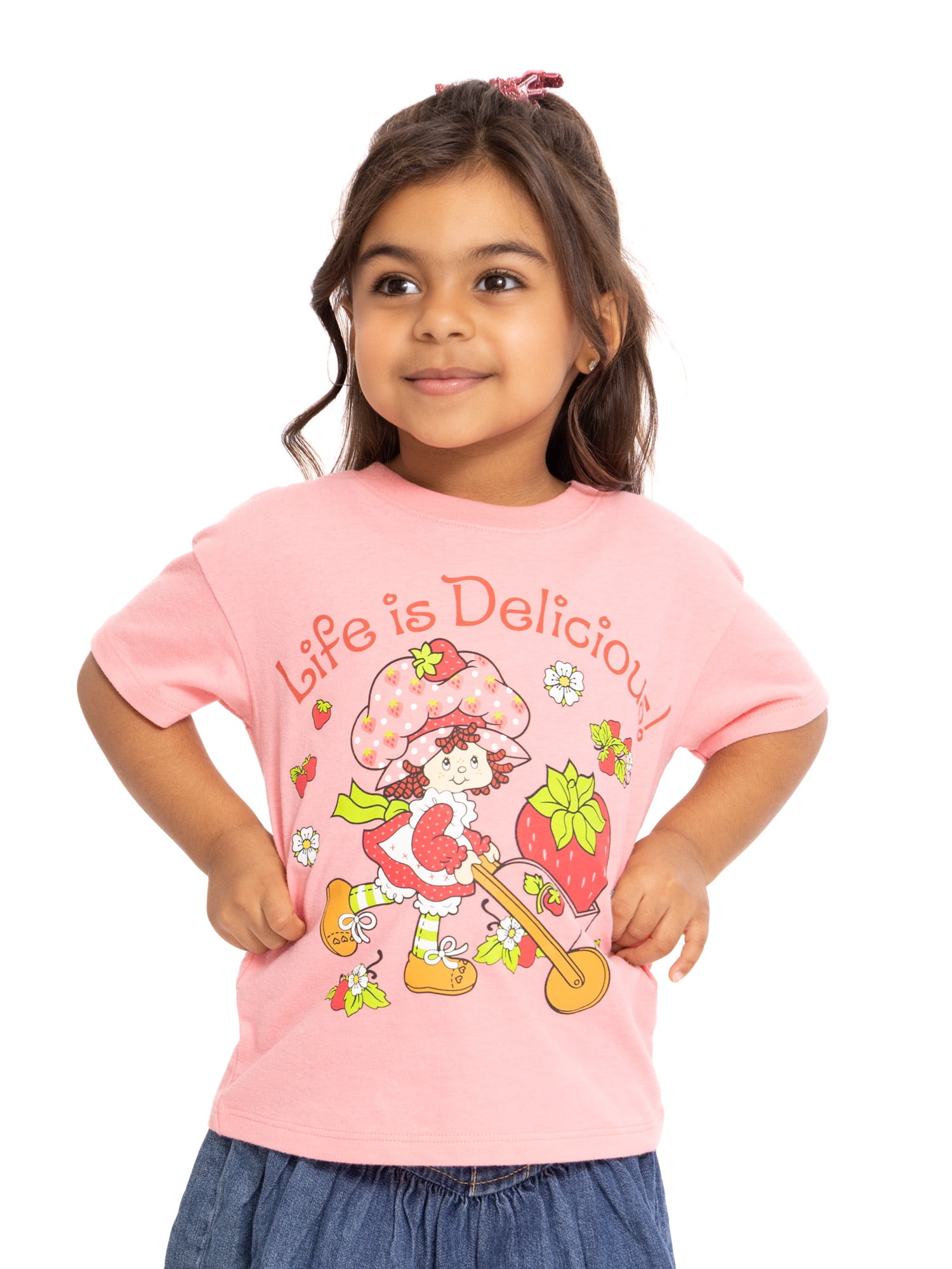 Strawberry Shortcake Toddler Graphic Crewneck Tee with Short Sleeves, Sizes 12M-5T