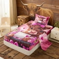 thumbnail image 2 of Erosebridal Kawaii Highland Cow Twin Sheet Sets for Girls, Pink Flower Bowknot Bedding, 3pcs (1 Flat Sheet, 1 Fitted Sheet and 1 Pillowcase), 2 of 6