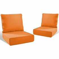 PARKWELL Outdoor Deep Seat Cushion Set, 24 x 24, Water Repellent, Fade Resistant, 6" Thicken Deep Seat Bottom and Back Cushion for Chair, Sofa, and Couch, Orange (4-Piece)