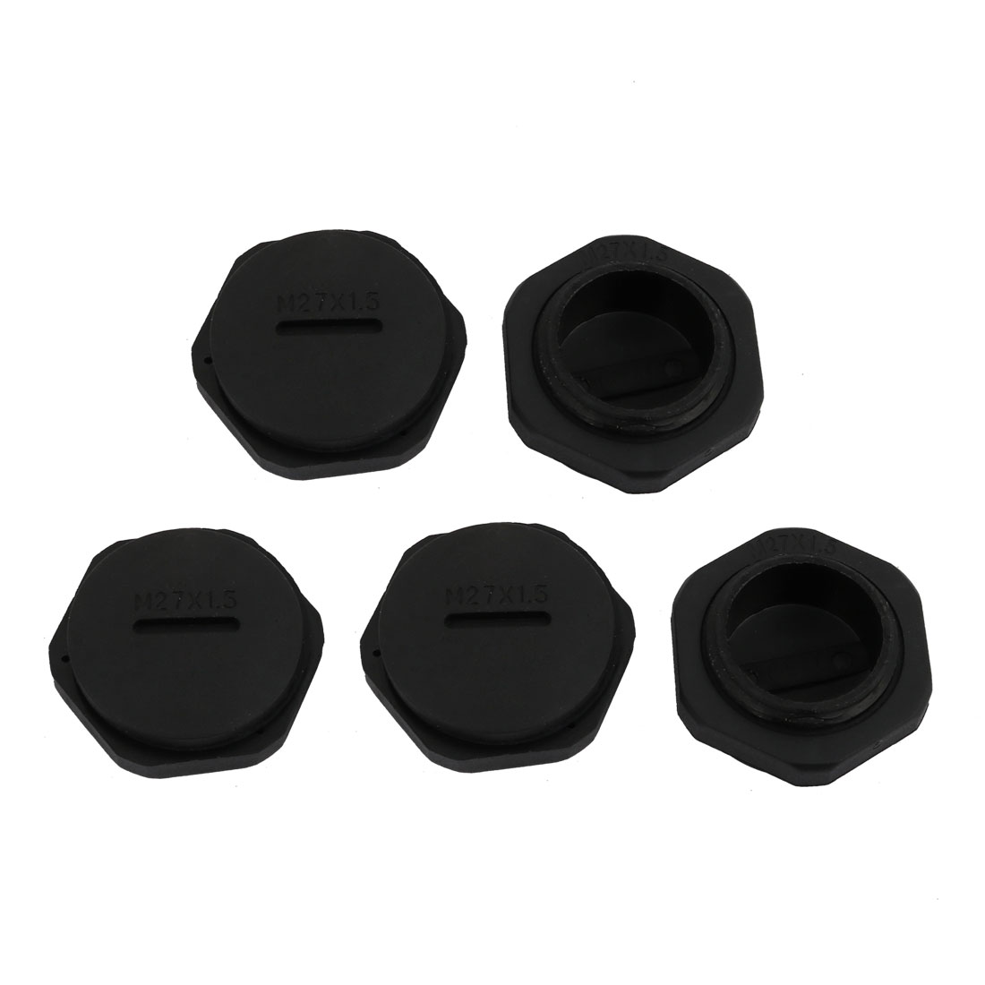 5pcs M27 x 1.5mm Nylon Male Threaded Cable Gland Cap Round Screwin