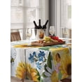 thumbnail image 6 of Sunflowers Table Cloth, Waterproof Tablecloth for Rectangle Tables, Floral Green Leaves Bees Watercolor Wooden Reusable Washable Fabric Table Cover for Restaurant Kitchen Dining Tables 60"x102", 6 of 9
