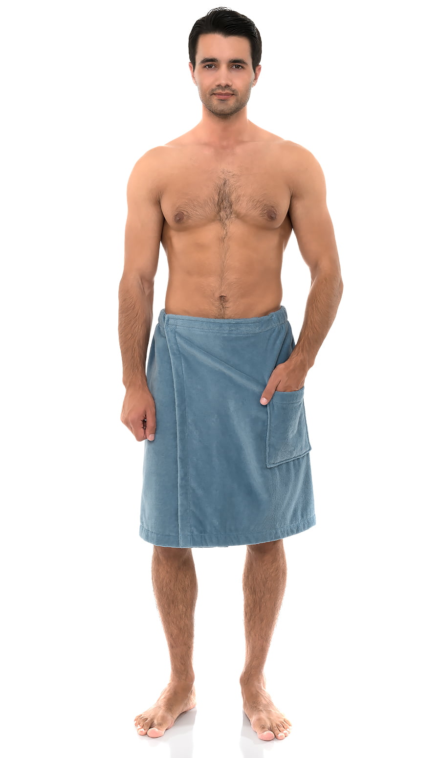 TowelSelections Men's Wrap Adjustable Cotton Velour Shower & Bath Body Cover Up Robe 