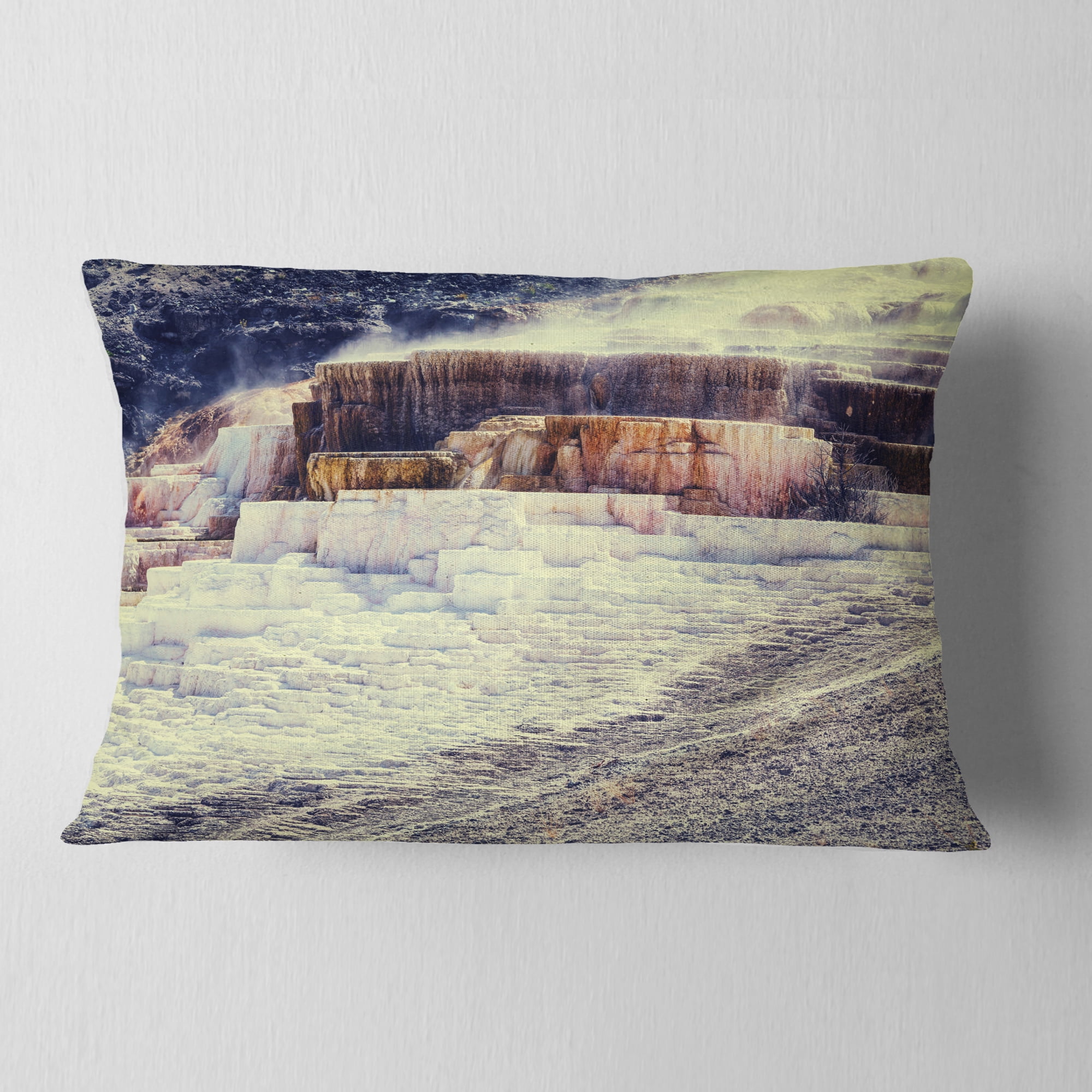 Designart Hot Springs in Yellowstone - Seascape Throw Pillow - 12x20