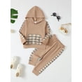 thumbnail image 3 of 4T Baby Boys Fall Winter Outfits Set 5T Boys 2PCS Hoodie Outfits Toddler Boys Long Sleeve Hoodie Top Pants Set Khaki, 3 of 9