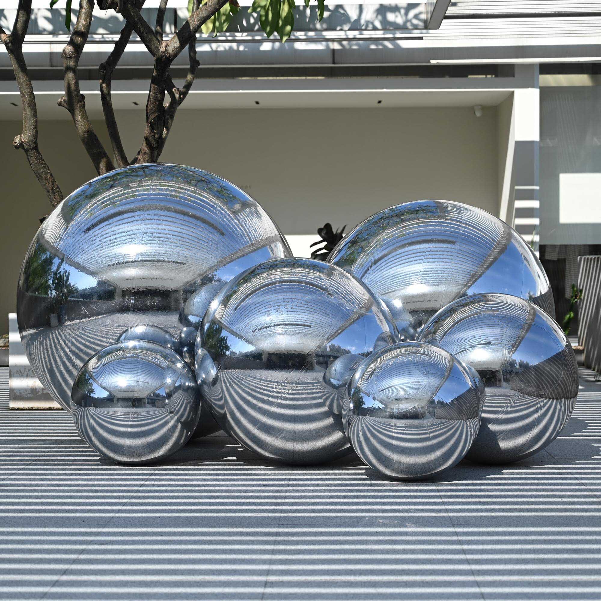 Yescom 20" Big Shiny Inflatable Mirror Ball Giant Reusable PVC Balloon for Large Disco Party Wedding Event Stage Decoration Silver