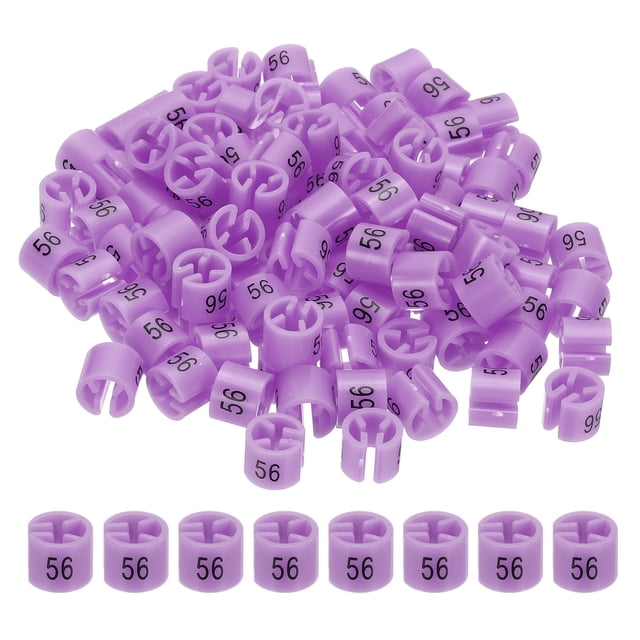 Clothes Hanger Markers Number 56 Tags Garment Size Tag Hanger Clips Round Color Coding Label, Purple Pink 100Pcs