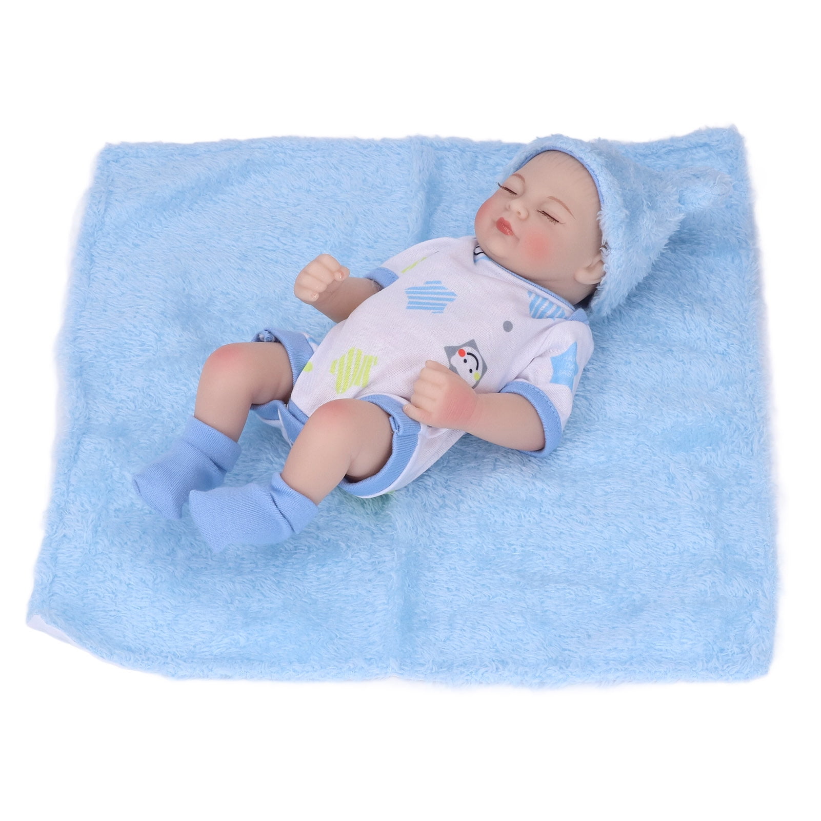 Estink Newborn Baby Doll Helping New Parents Sleeping Washable Perfect Size 10inch Emulational Baby Doll With Clothes For Birthday Blue Boy