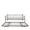 thumbnail image 5 of UHOMEPRO Metal Twin Size Daybed with Adjustable Pop Up Trundle, Black Space Saving Daybed Sofa Bed for Living Room and Office, No Box Spring Needed Sleeper Bed Frame, Black, 5 of 13