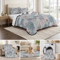 thumbnail image 6 of King Quilt Set 96''x106'', Blue Pink Botanical Lightweight Summer Bedspread Coverlet Set with 2 Pillow Shams, Spring Floral Vintage Breathable All Season Quilt Bedding for Bedroom/Guest Room, 6 of 9