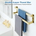thumbnail image 2 of Double-Layer Towel Bar, Brushed Gold Towel Racks for Bathroom Wall Mounted, Stainless Steel Bathroom Towel Holder, Modern Space Saving Towel Rod, 16", 2 of 16