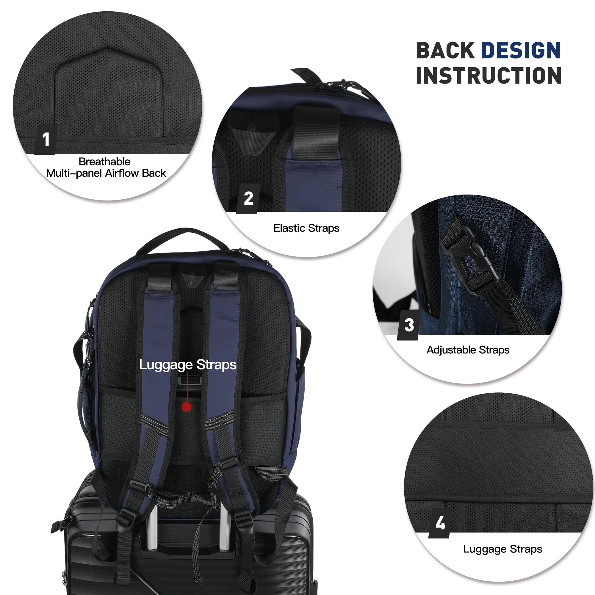 Smicure Travel carry on Backpack Laptop Business 18 Inch Business Anti Theft Slim Water Resistant Sturdy College Computer Bag.Blue