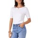 thumbnail image 4 of Camiseta básica de punto ligera y elástica de manga corta para mujer INSPIRE CHIC, cuello barco, talla XS, blanca, 4 of 6