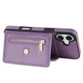 thumbnail image 4 of Feishell Fit for Apple iPhone 16 Plus Case with Adjustable Shoulder Strap,Luxury Premium PU Leather Back Magnetic Buckle Flip Card Pocket Zipper Wallet Crossbody Phone Case,Purple, 4 of 10